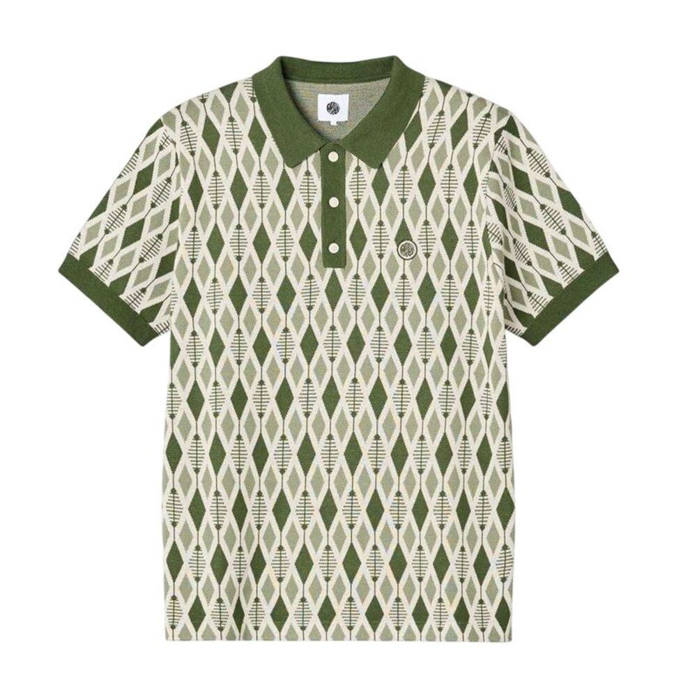 Pretty Green Mens Jacquard Regular Polo Shirt / Green